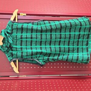 Dior Green & Black Plaid Sleeveless Blouse